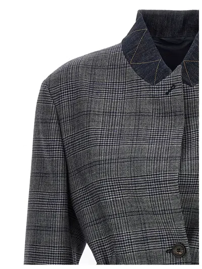 Brunello Cucinelli Monile Houndstooth Blazer Blazer And Suits Gray In Gray