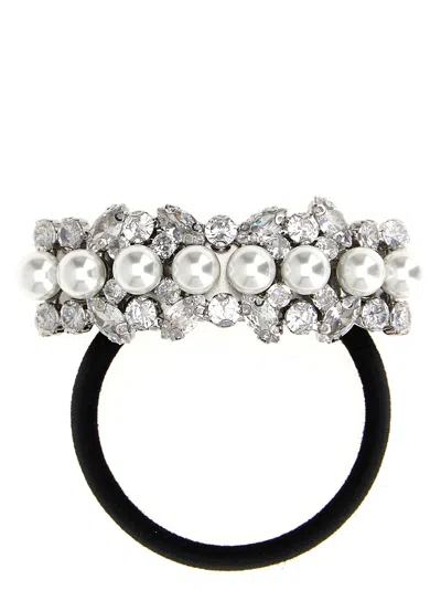 Self-portrait Multi Crystal Hair Accessories Silver In Black