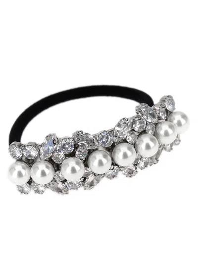 Self-portrait Multi Crystal Hair Accessories Silver In Black