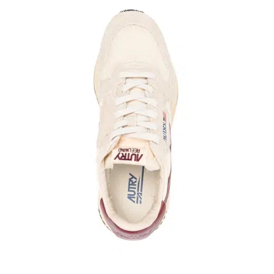 Autry Low Suede Net Sneakers With Contrast Panel In Neutral