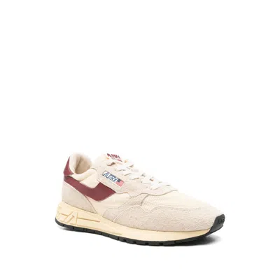 Autry Low Suede Net Sneakers With Contrast Panel In Neutral