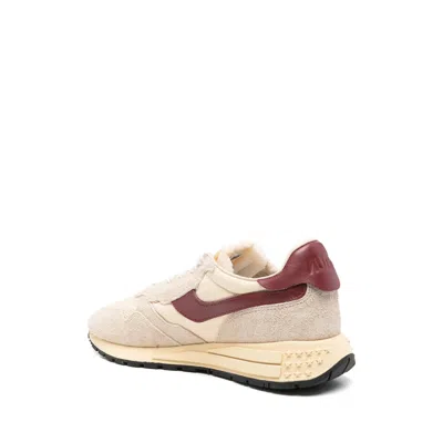 Autry Low Suede Net Sneakers With Contrast Panel In Neutral