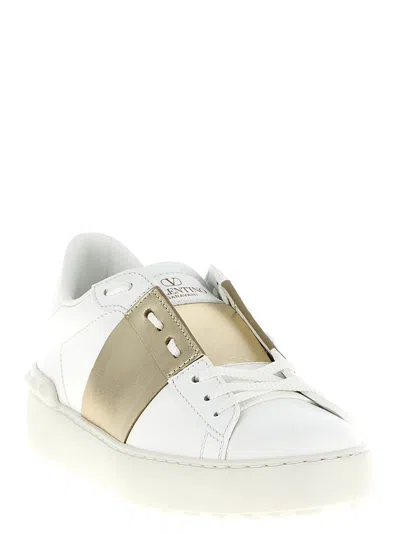 Valentino Open Sneakers With Metallic Accent And Studded Heel In White