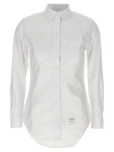 Thom Browne Oxford Cotton Shirt With Curved Hem In White