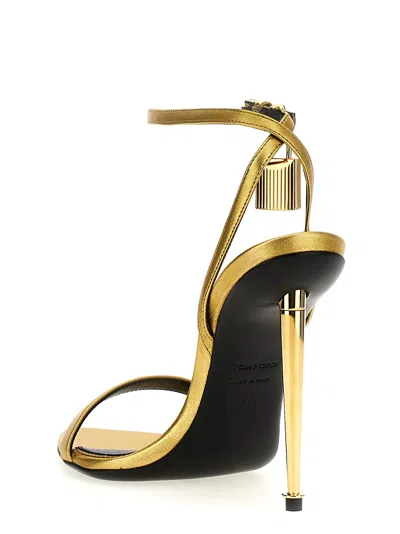 Tom Ford Gold Padlock Pointy Naked Heeled Sandals