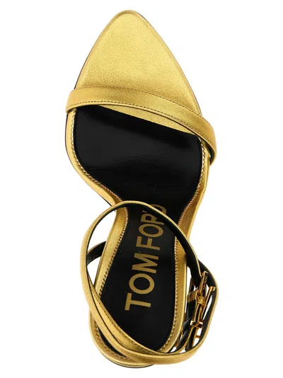 Tom Ford Gold Padlock Pointy Naked Heeled Sandals
