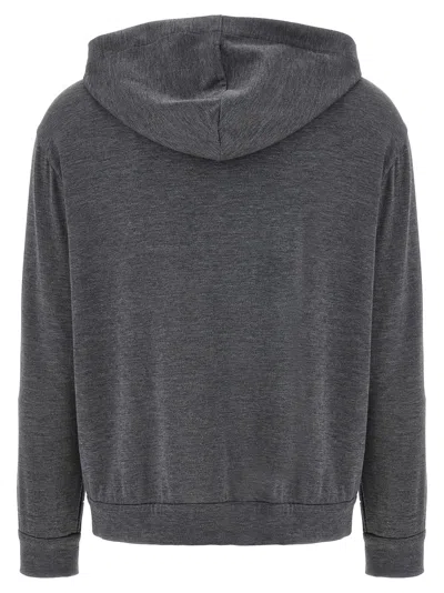 Brunello Cucinelli Precious Zipper Pull Sweatshirt Gray In Gray