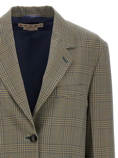 Marni Check Blazer Prince Of Wales In Green