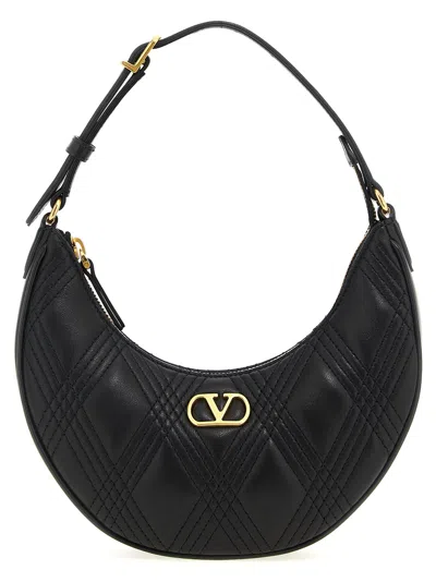 Valentino Quilted Mini Shoulder Bag With Adjustable Strap In Black