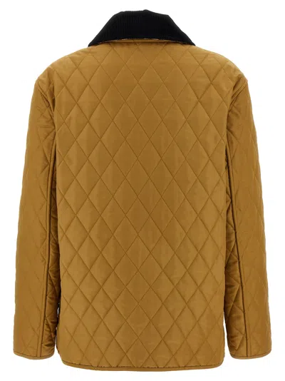 Burberry Corduroy-collar Diamond-quilted Jacket In Orange