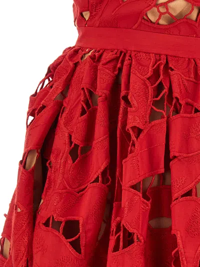 Self-portrait Bow-detailed Cotton-guipure Lace Midi Dress