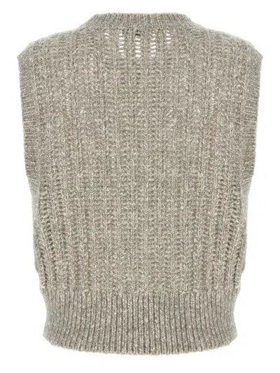 Brunello Cucinelli Rustic Dazzling Net Gilet Gray In Gray