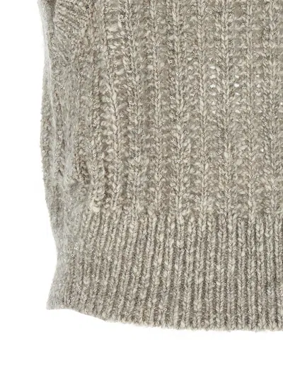 Brunello Cucinelli Rustic Dazzling Net Gilet Gray In Gray
