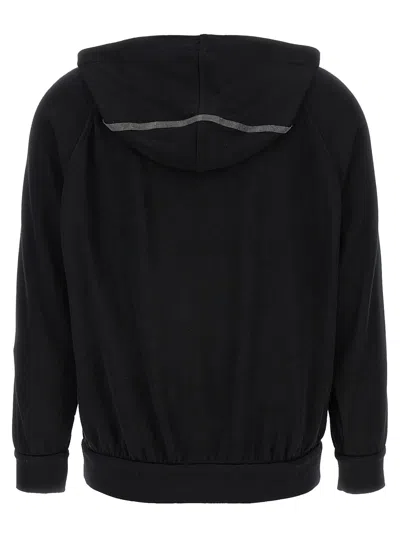 Brunello Cucinelli Shiny Trims Hoodie In Black