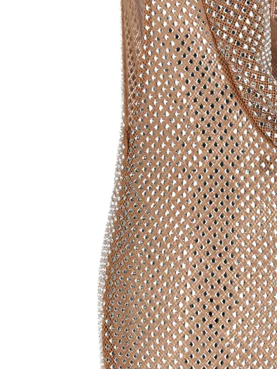 Self-portrait Silver Rhinestone Drape Maxi Dresses Silver In Neutral