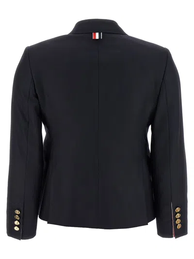 Thom Browne Wool Blazer With Golden Effect 2-buttons In Black