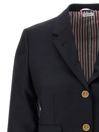 Thom Browne Wool Blazer With Golden Effect 2-buttons In Black