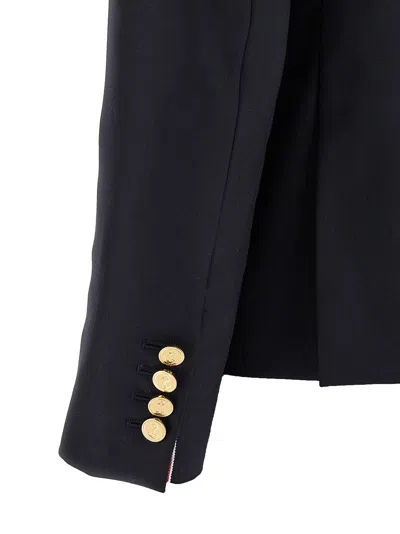 Thom Browne Wool Blazer With Golden Effect 2-buttons In Black
