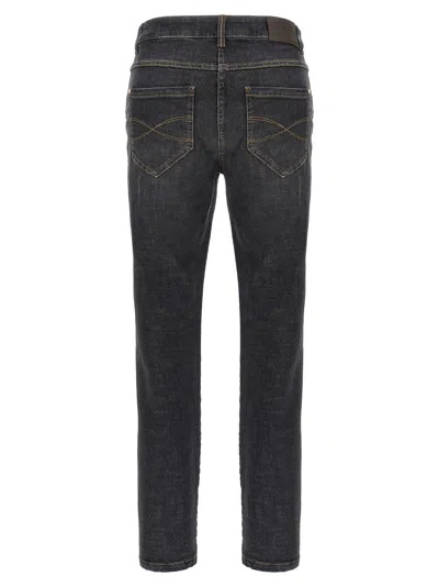 Brunello Cucinelli Black Stretch Denim Skinny Jeans In Gray