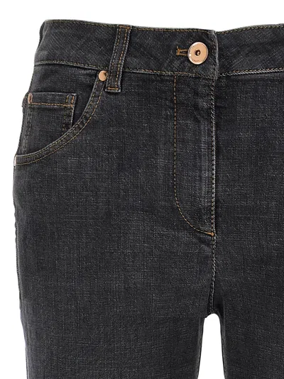 Brunello Cucinelli Black Stretch Denim Skinny Jeans In Gray