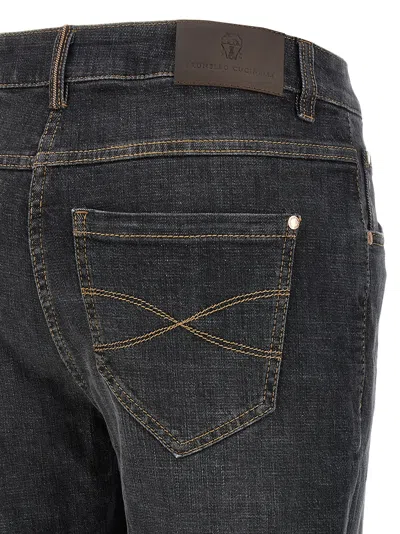Brunello Cucinelli Black Stretch Denim Skinny Jeans In Gray