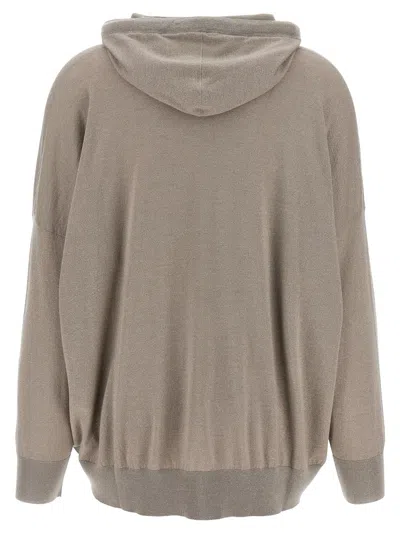 Brunello Cucinelli Wool And Silk Blend Hoodie In Gray