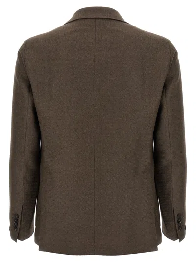 Tagliatore Wool Blazer In Super 100's In Brown