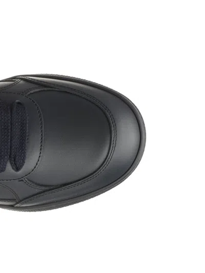 Burberry Indigo Blue Leather And Check Sneaker Terrace