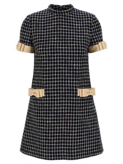 Valentino Bow-embellished Boucle Mini Dress