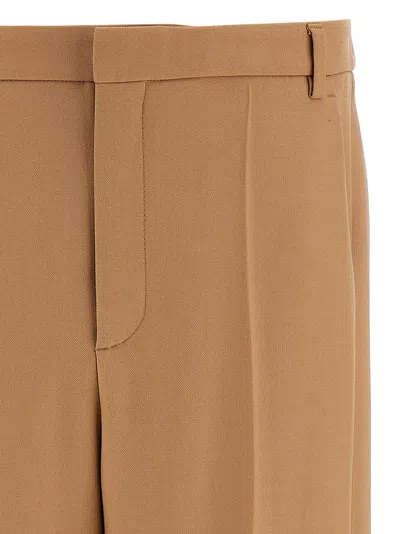 Valentino Wool Pants With Cuffed Hem And Pleated Front In Brown