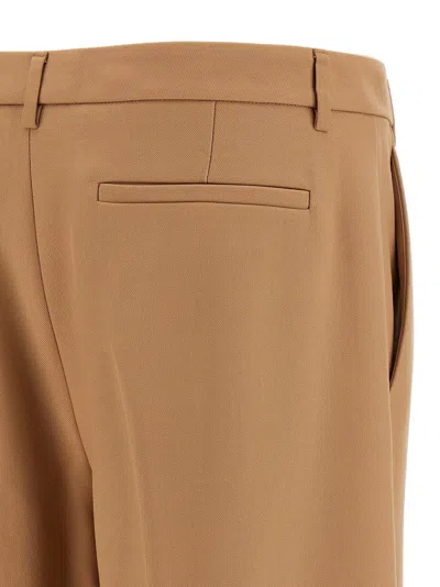 Valentino Wool Pants With Cuffed Hem And Pleated Front In Brown