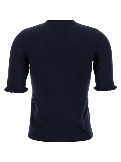 Valentino Embroidered Top Ruffle Detail In Blue