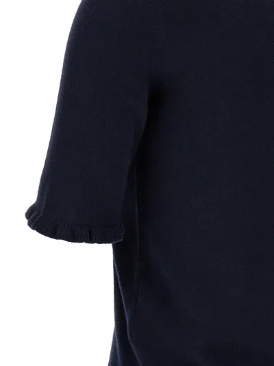 Valentino Embroidered Top Ruffle Detail In Blue