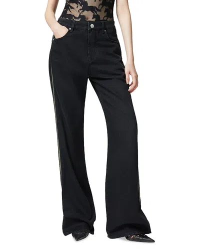 Pinko Wide-leg Jeans In Black Denim