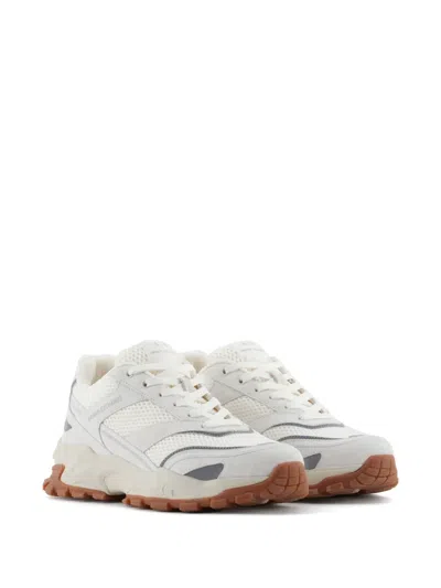 Armani Exchange Leather Sneakers In Neutral