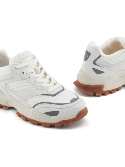 Armani Exchange Leather Sneakers In Neutral