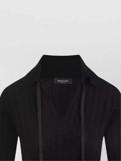 Fabiana Filippi Ribbed Virgin Wool Sweater In Black