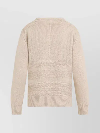 Fabiana Filippi Textured Neutral Knit Sweater Crafted In Multi