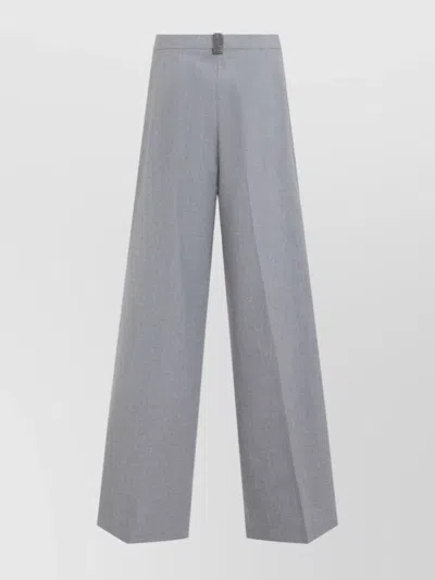 Fabiana Filippi Wide-leg Trousers With Clean Waistband And Subtle Pleats In Gray