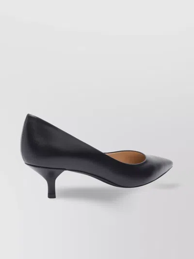 Stuart Weitzman Pointed Toe Leather Kitten Heel Pumps