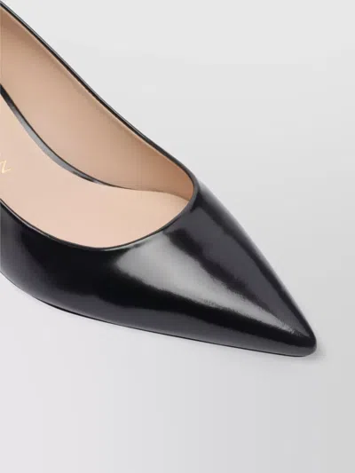 Stuart Weitzman Pointed Toe Leather Kitten Heel Pumps