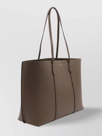 Tory Burch Large Perry Leather Tote Bag In Brown