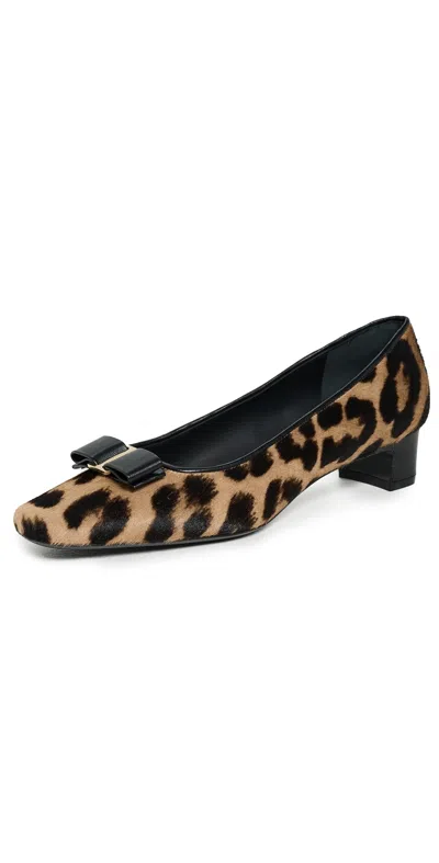 Ferragamo Rirri Bow-detailed Leather-trimmed Leopard-print Calf Hair Pumps In Animal Print