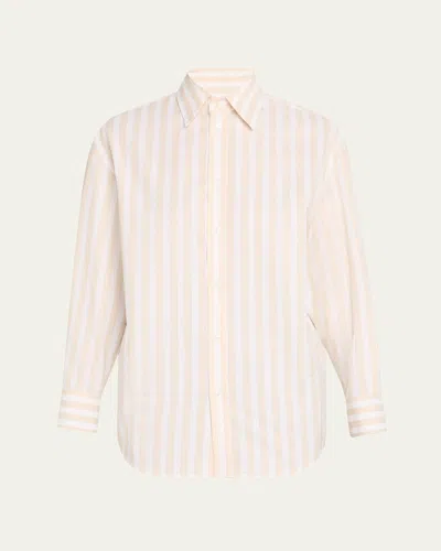 Saint Laurent Beige Striped Shirt In Neutral