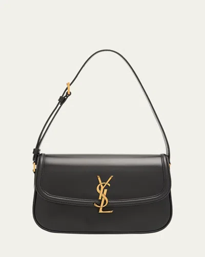 Saint Laurent Solferino Medium Bag In Box Leather In Black