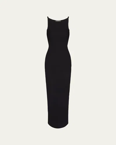 Éterne Iris Ribbed Stretch-cotton And Modal-blend Jersey Maxi Dress In Black