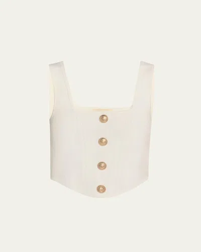 L'agence Saga Square-neck Corset Top In Neutral
