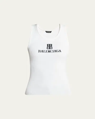 Balenciaga White Nano Bb Tank Top In White