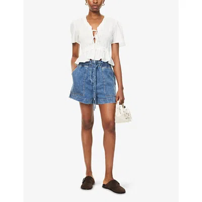 Rails Womens Classic Blue Foster Paper Bag-waist Denim Shorts