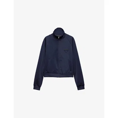 Prada Zippered Technical Fabric Jacket In Blue